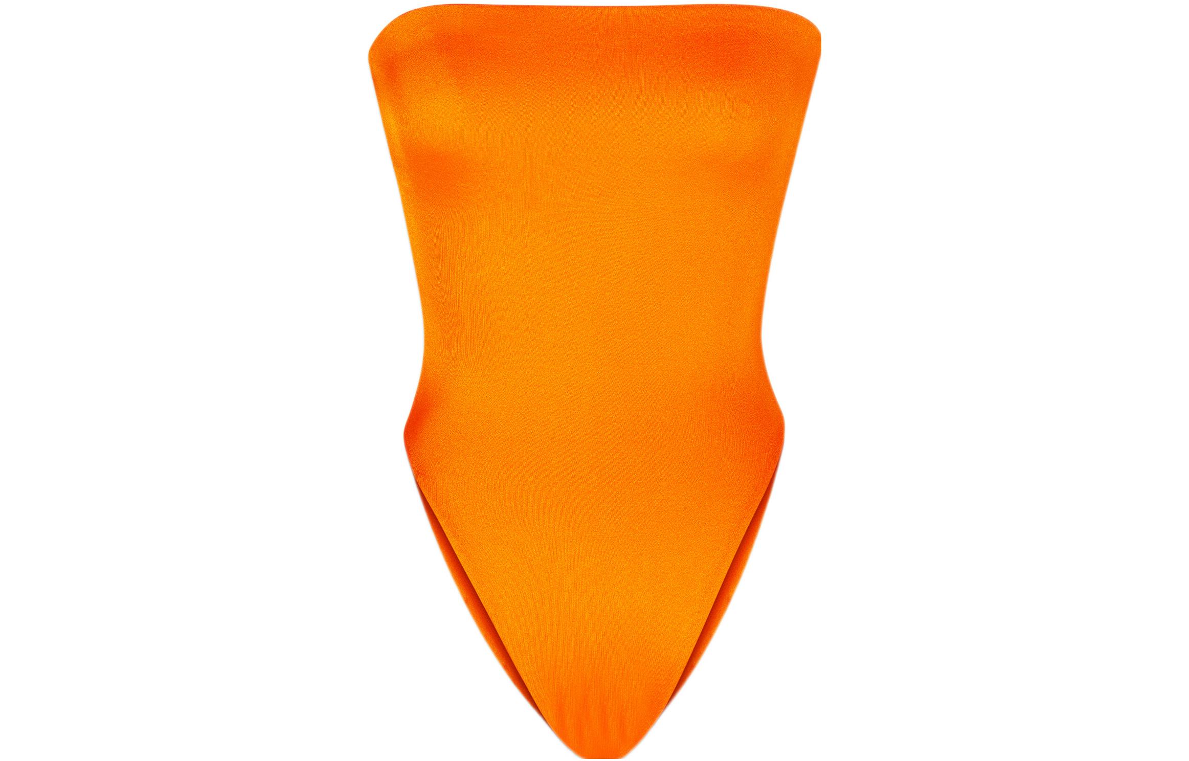 (Women) SAINT LAURENT FW22  Solid Strapless Sleeveless Swimsuit Orange 694554Y7E157540
