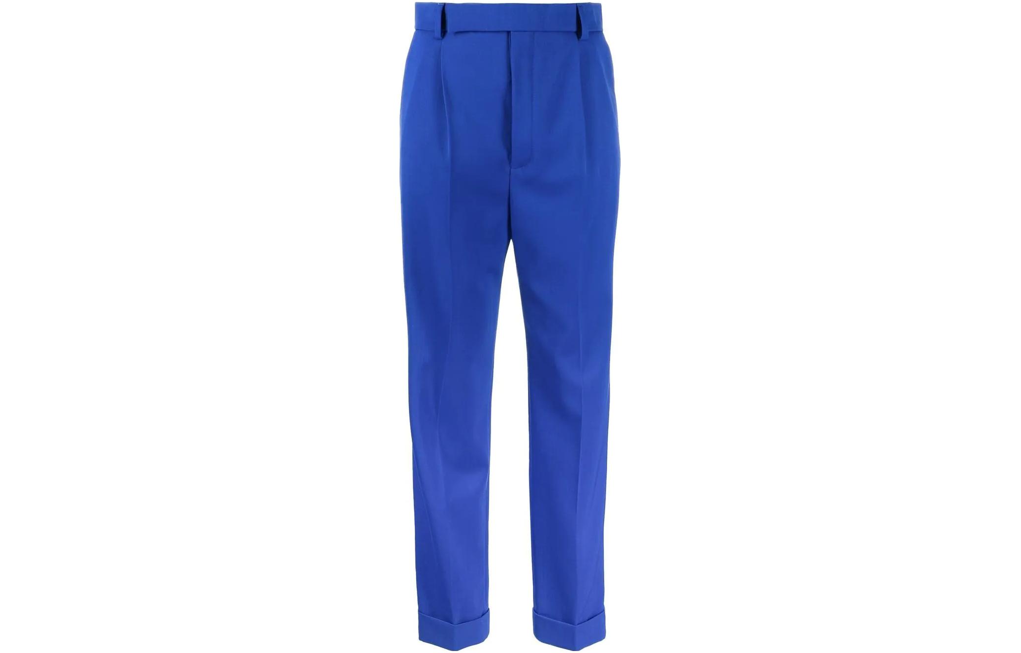 Order (W) サンローラン FW22 ストレートレッグプリーツパンツ ブルー 690054Y7E174701