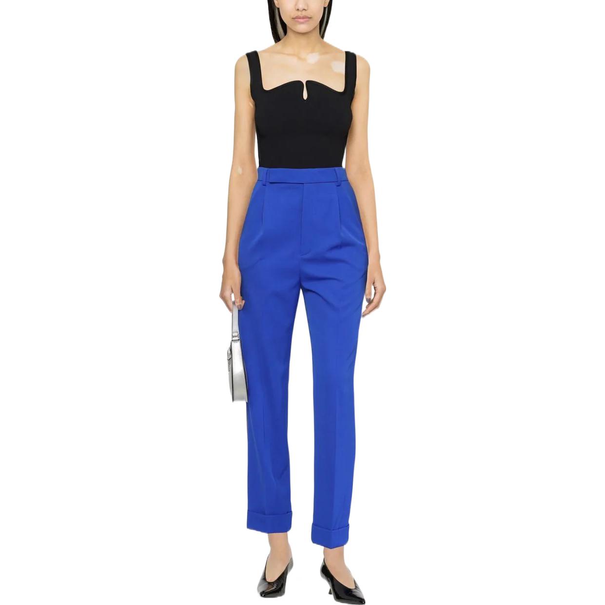 Lookbook (W) サンローラン FW22 ストレートレッグプリーツパンツ ブルー 690054Y7E174701