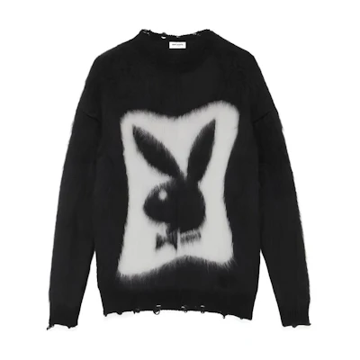 (Women) SAINT LAURENT FW22 Black Bunny Logo Long Sleeve Sweater Collection. 709973Y75SA1095