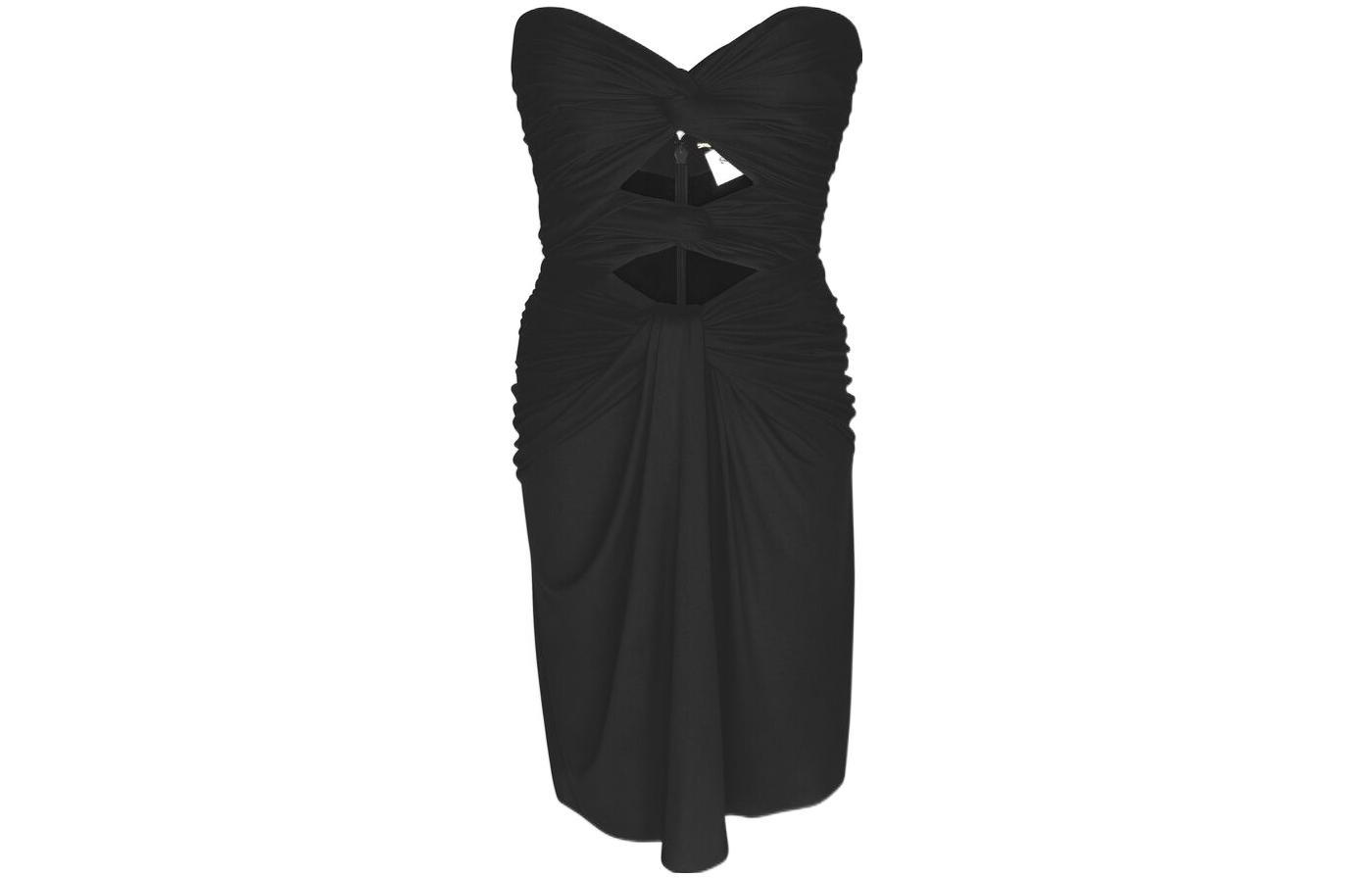 Order (Women) SAINT LAURENT FW22 Black Sleeveless Ruched Cut-Out Slim Fit Casual Dress Women 708358Y5F631000