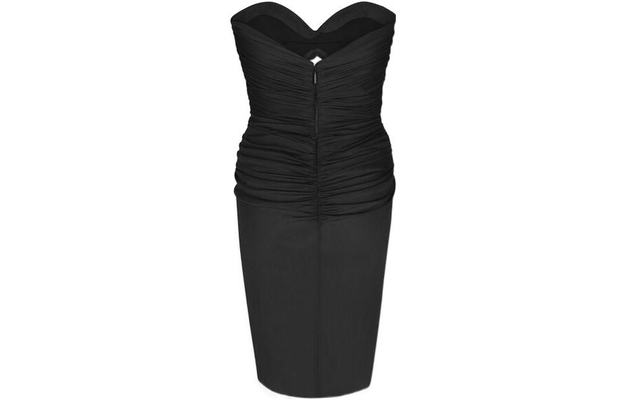 Lookbook (Women) SAINT LAURENT FW22 Black Sleeveless Ruched Cut-Out Slim Fit Casual Dress Women 708358Y5F631000