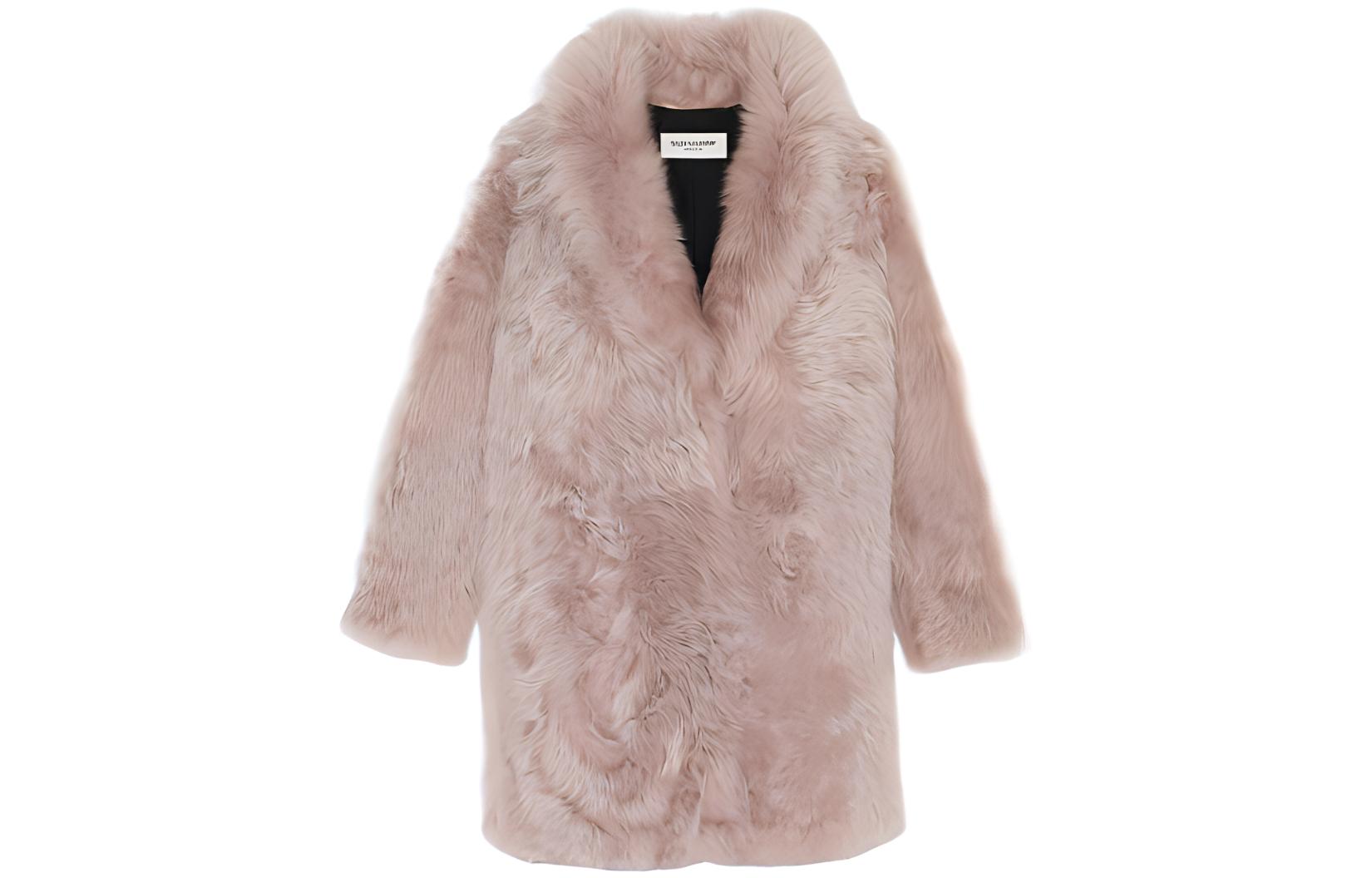 (Women) SAINT LAURENT FW22 Pink Mid-Length Leather Coat for Women. 708010YF2AF6959