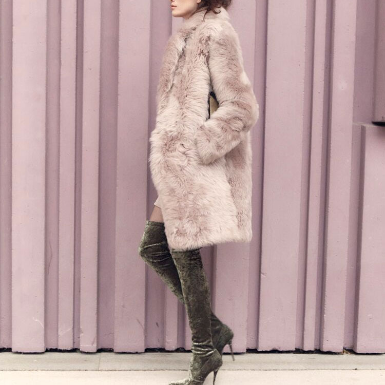 Shop (W) SAINT LAURENT FW22 Pink Kot Kulit Sederhana Panjang Wanita. 708010YF2AF6959