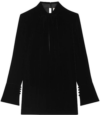 (W) SAINT LAURENT FW22 Velvet Mini Dress Lengan Panjang Hitam 709589Y144L1000 Order (W) SAINT LAURENT FW22 Velvet Mini Dress Lengan Panjang Hitam 709589Y144L1000