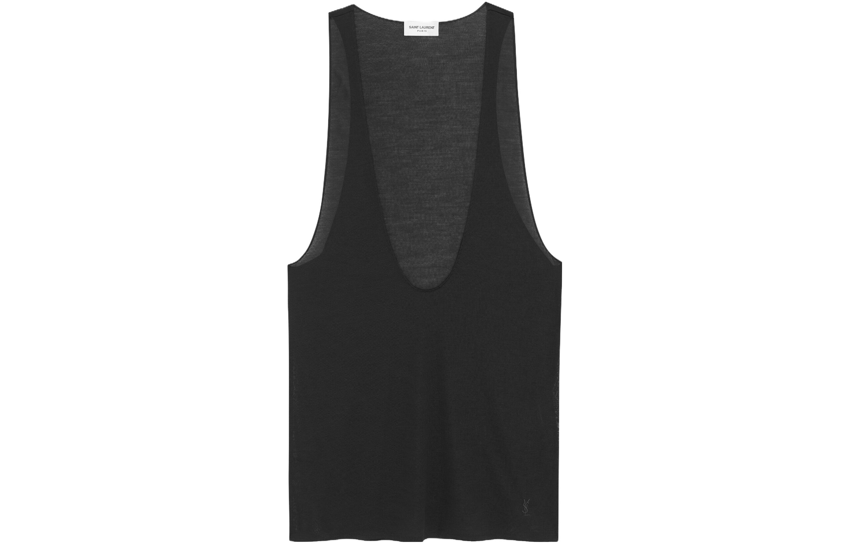 (Women) SAINT LAURENT FW23  Black Logo Embroidered Pullover Vest 761463Y37NH1000