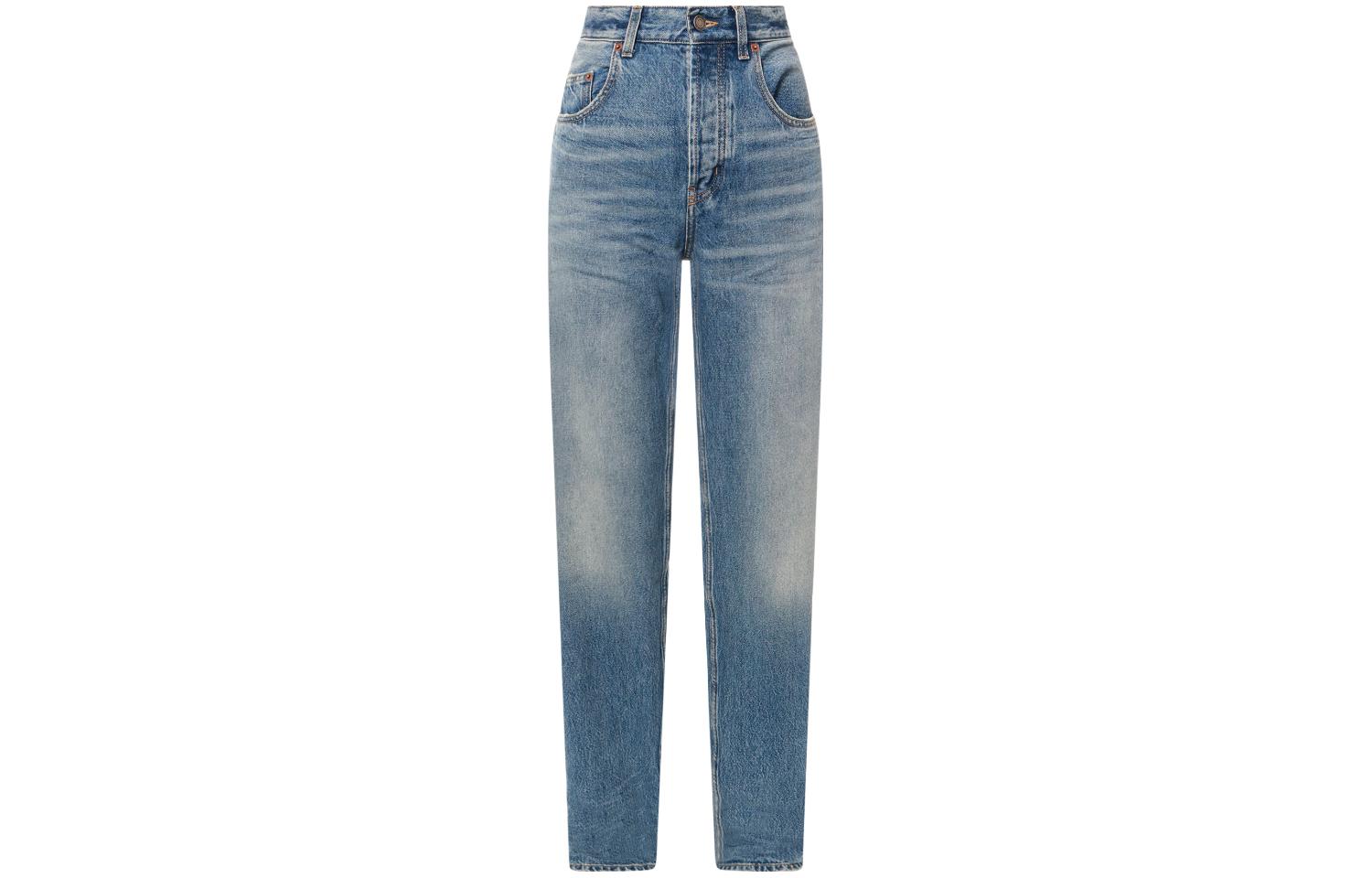 (Women) SAINT LAURENT FW23  Mid-Rise Loose Straight Button Jeans Blue 760009Y04PG4599
