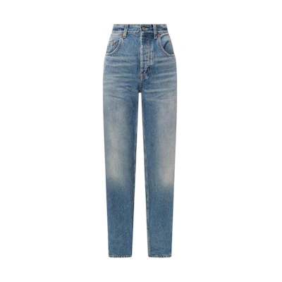 (Women) SAINT LAURENT FW23 Mid-Rise Loose Straight Button Jeans Blue 760009Y04PG4599