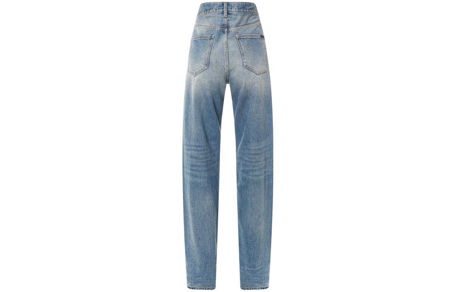 Lookbook (W) SAINT LAURENT FW23 Jeans Biru Mid-Rise Loose Straight dengan Kancing. 760009Y04PG4599