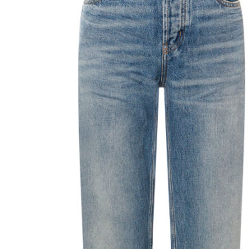 Purchase (W) SAINT LAURENT FW23 Jeans Biru Mid-Rise Loose Straight dengan Kancing. 760009Y04PG4599