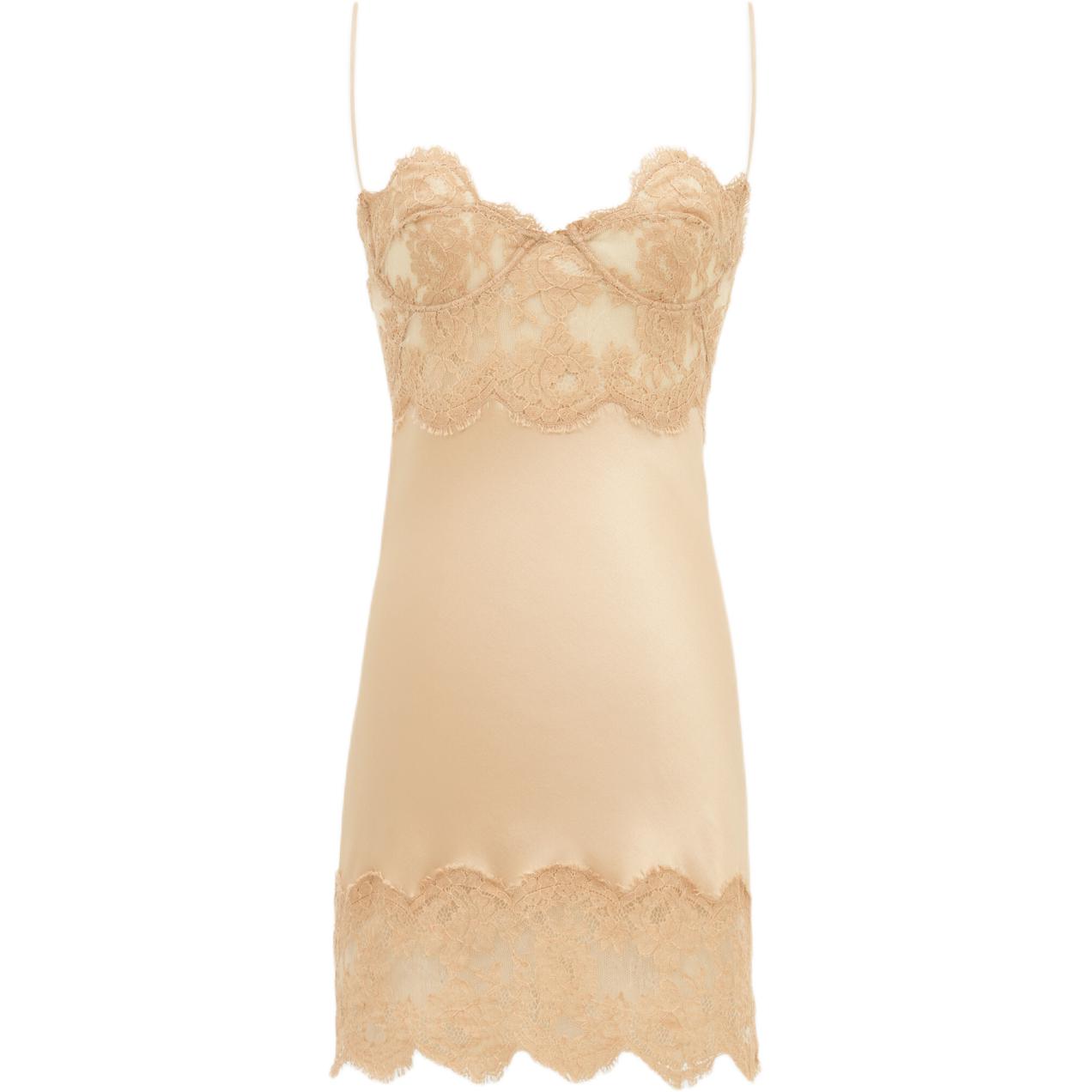 Order (W) Vestido Beige de Encaje Ajustable SAINT LAURENT FW24. 793251Y001W2850