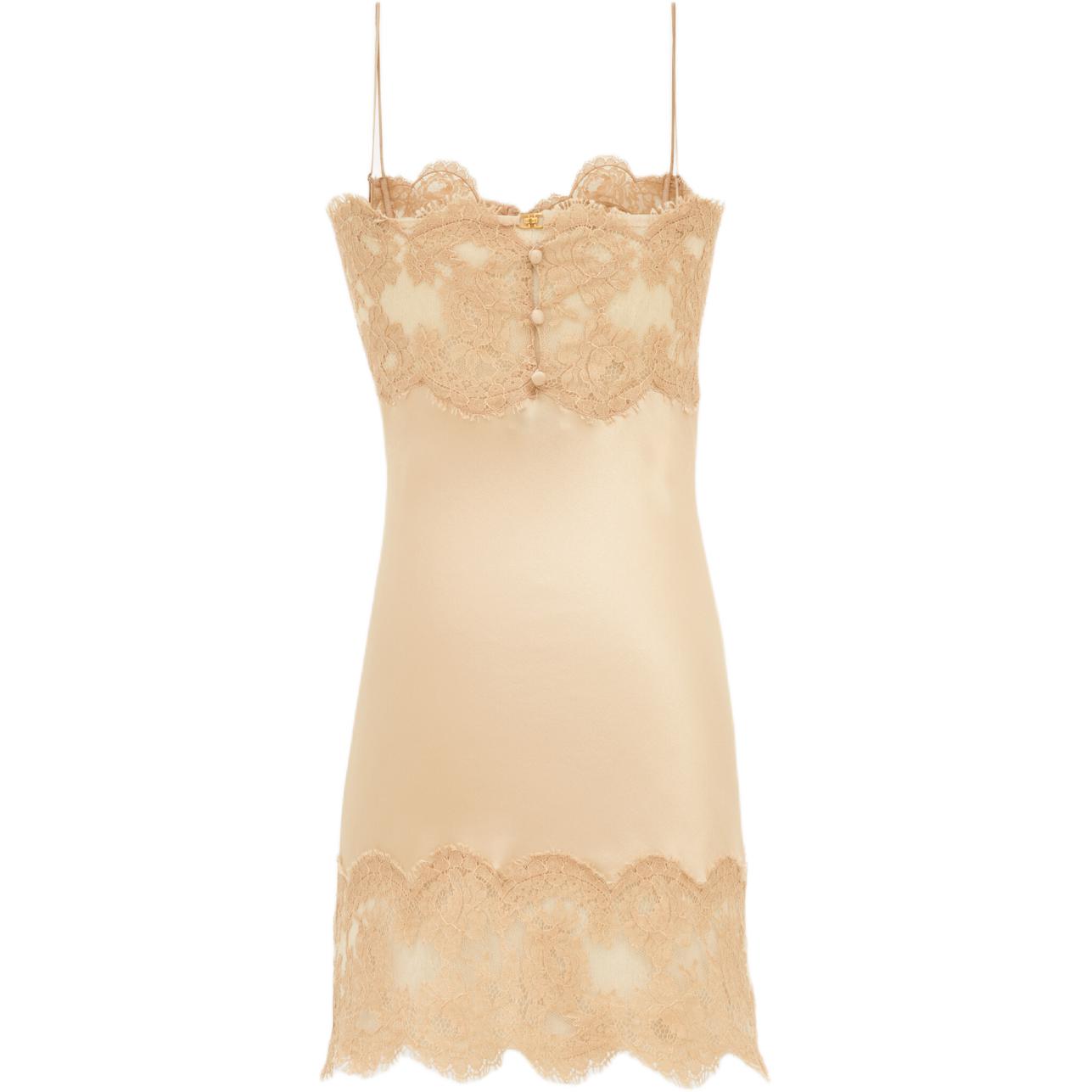 Lookbook (W) Vestido Beige de Encaje Ajustable SAINT LAURENT FW24. 793251Y001W2850