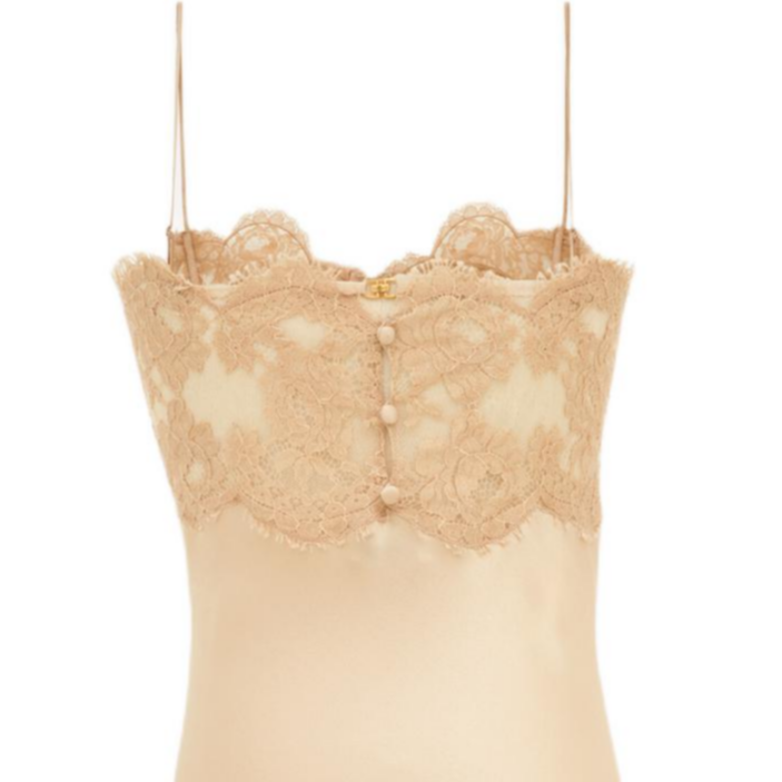 Purchase (W) Vestido Beige de Encaje Ajustable SAINT LAURENT FW24. 793251Y001W2850