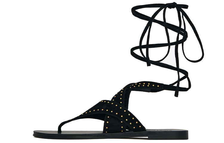 (Women) Saint Laurent Gia 'Black Studded Suede' 6505320LIKK1000