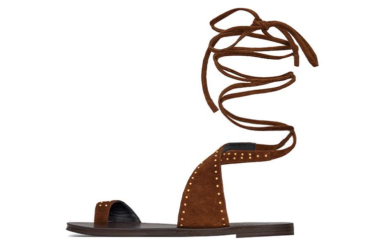 Buy (Women) Saint Laurent Gia Sandals 'Brown Studded Suede' 6505020LIKK2330