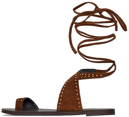 (Women) Saint Laurent Gia Sandals 'Brown Studded Suede' 6505020LIKK2330 Buy (Women) Saint Laurent Gia Sandals 'Brown Studded Suede' 6505020LIKK2330