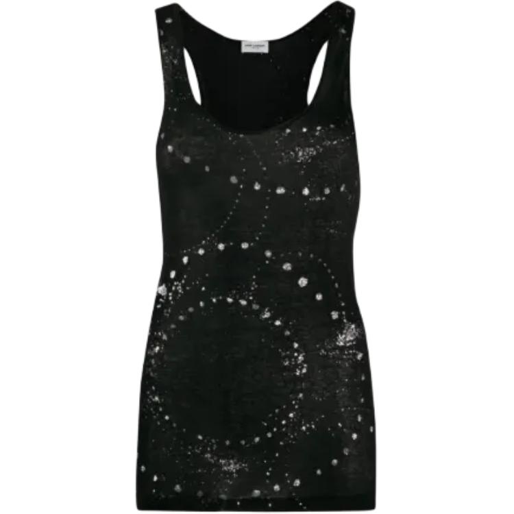 (Women) SAINT LAURENT Graphic Print Sleeveless Black Pullover Tank Top 603277YBOI21081