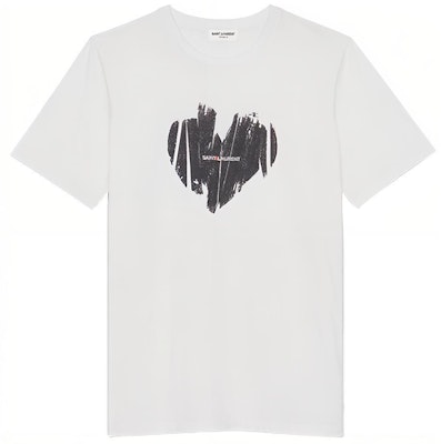 (W) 圣罗兰心形印花圆领短袖T恤 女士白色 615522YBSO29744 Order (W) 圣罗兰心形印花圆领短袖T恤 女士白色 615522YBSO29744