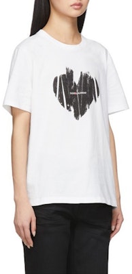 (W) 圣罗兰心形印花圆领短袖T恤 女士白色 615522YBSO29744 Details for (W) 圣罗兰心形印花圆领短袖T恤 女士白色 615522YBSO29744