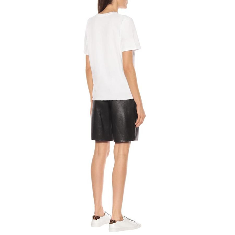 Sizing (W) 생로랑 하트 프린트 크루넥 반팔 티셔츠 여성용 화이트 615522YBSO29744