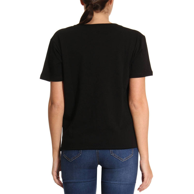 Shop (W) 圣罗兰心形印花黑色圆领T恤。 497236-YB2MQ-1004