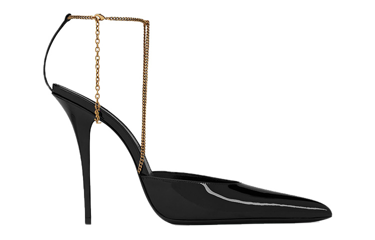 Order (Women) Saint Laurent Heeled Slide 'Patent Black' 7131751TVDD1000