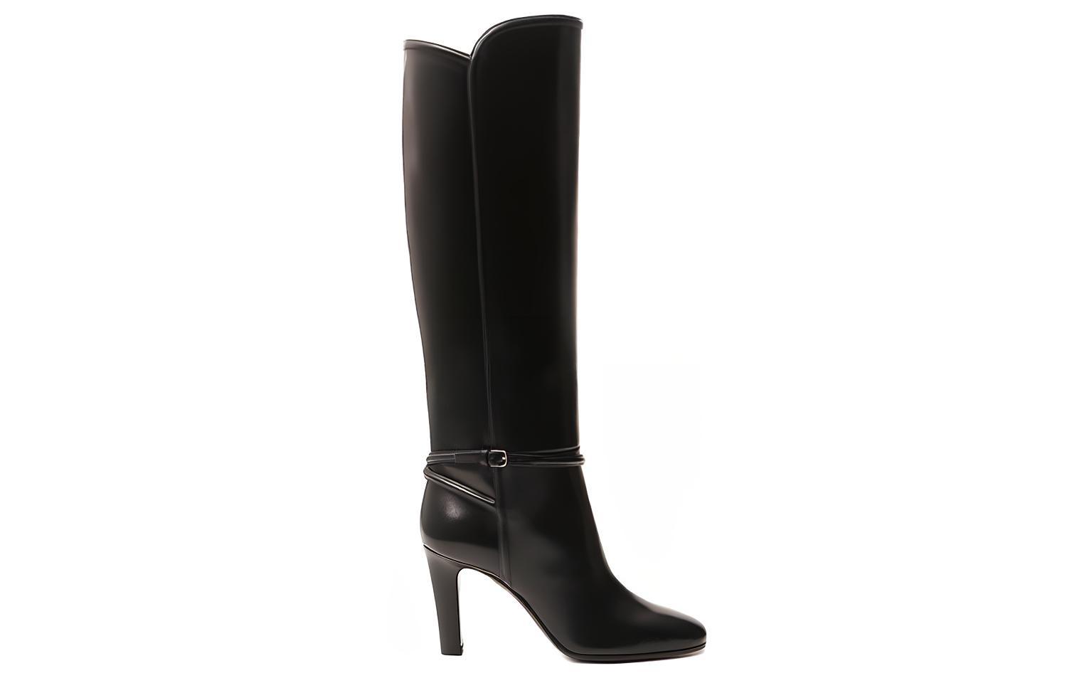 (W) Saint Laurent High-Heeled Knee-High Boots 'Simple CMFT Fashion Casual 9cm Black' 圖 2