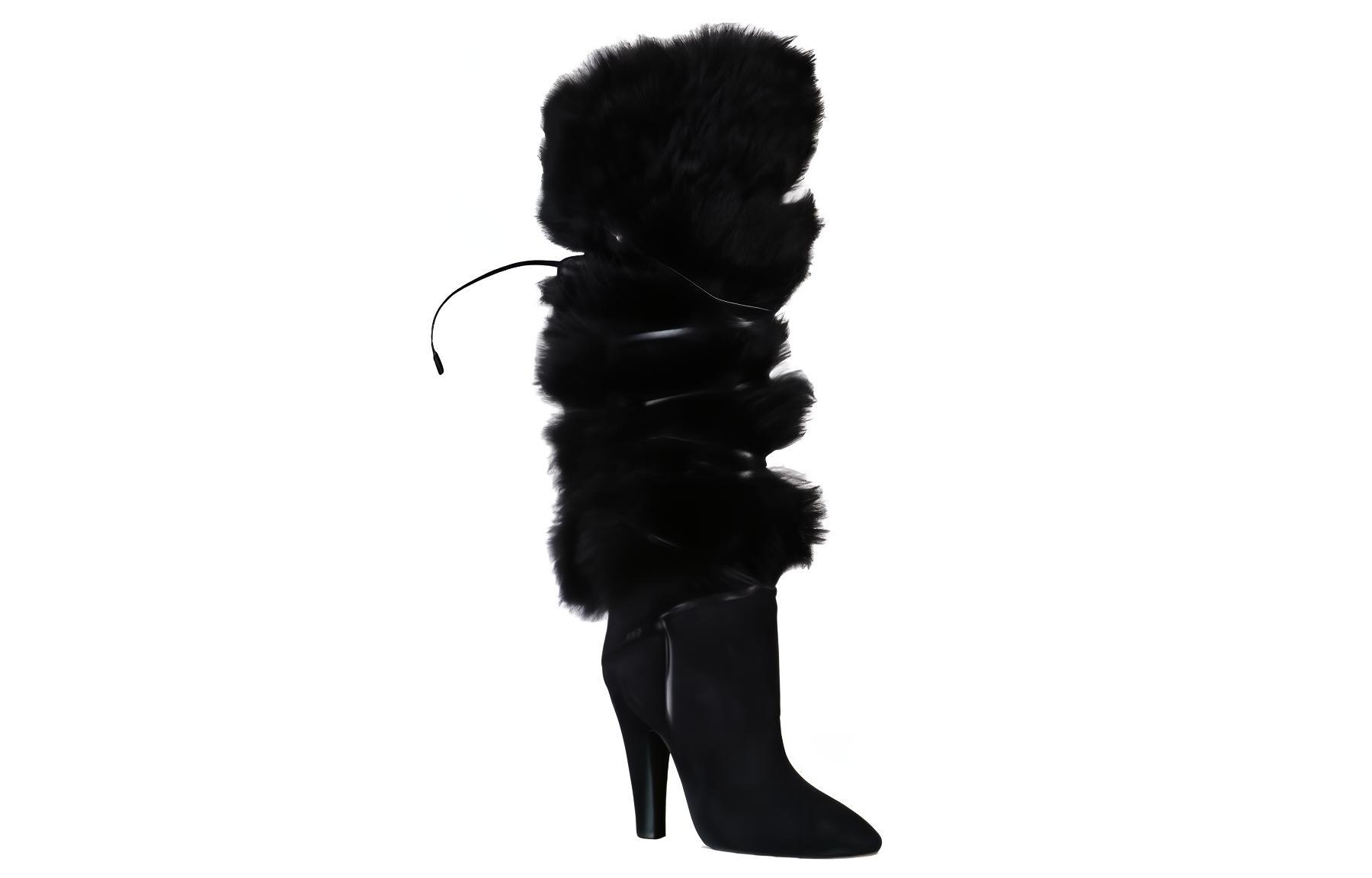 Order (W) Bota Alta Saint Laurent 'Cuero Negro'. 673847AAAH01000