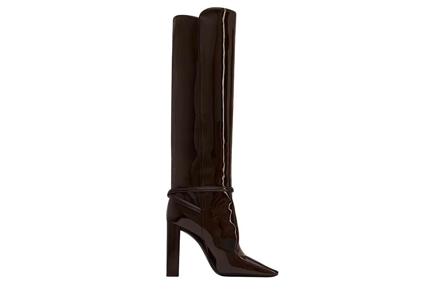 Order (W) 생 로랑 다크브라운 가죽 하이탑 부츠 6337271TV002132