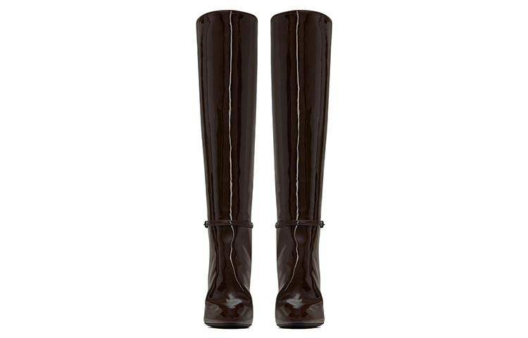 Lookbook (W) 생 로랑 다크브라운 가죽 하이탑 부츠 6337271TV002132