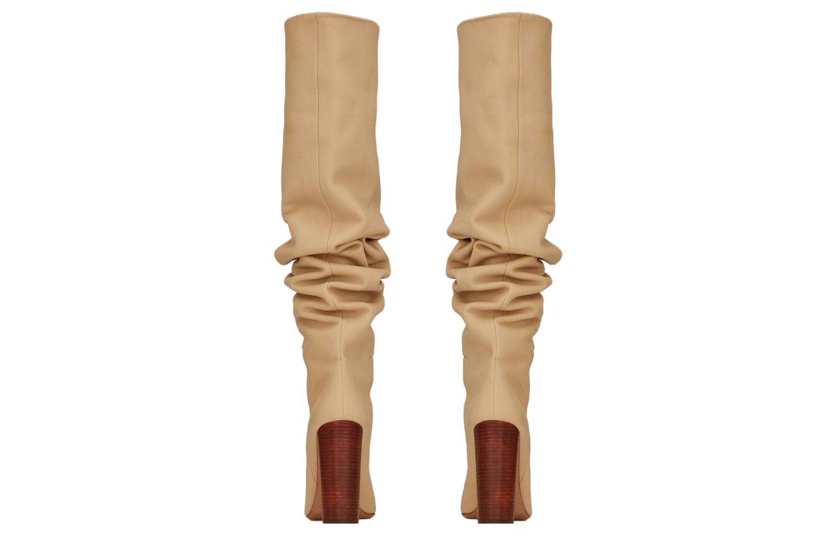 Shop (W) Saint Laurent But Tinggi ‘Kulit Coklat Muda’ 6201821F2009141