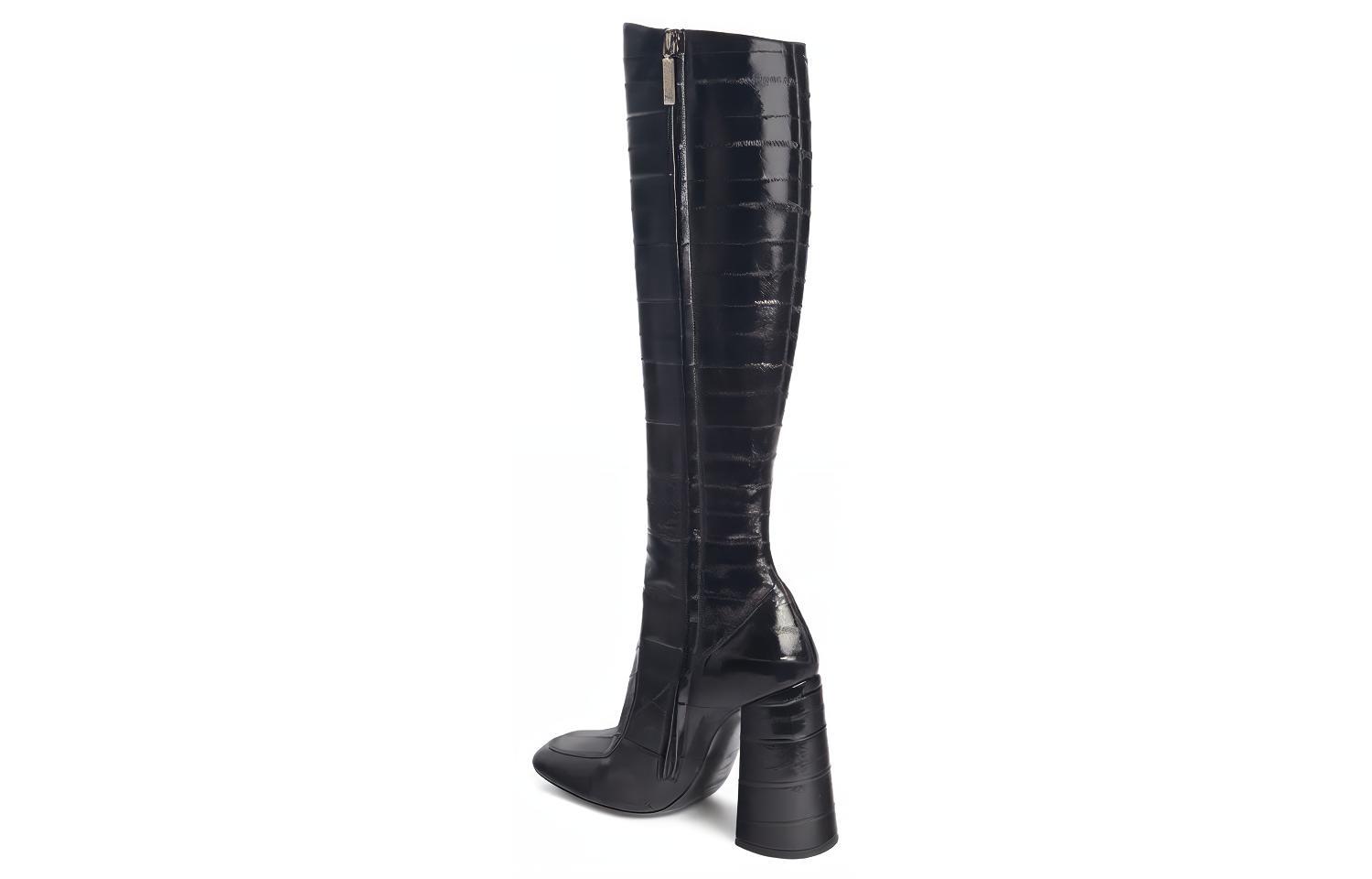 Order (W) Saint Laurent Sepatu Boot Tinggi 'Kulit Hitam' 5684520WX001000