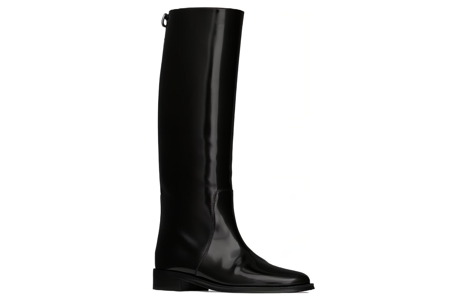 Lookbook (W) Saint Laurent But Tinggi Kulit Hitam 755237AAAPI1000