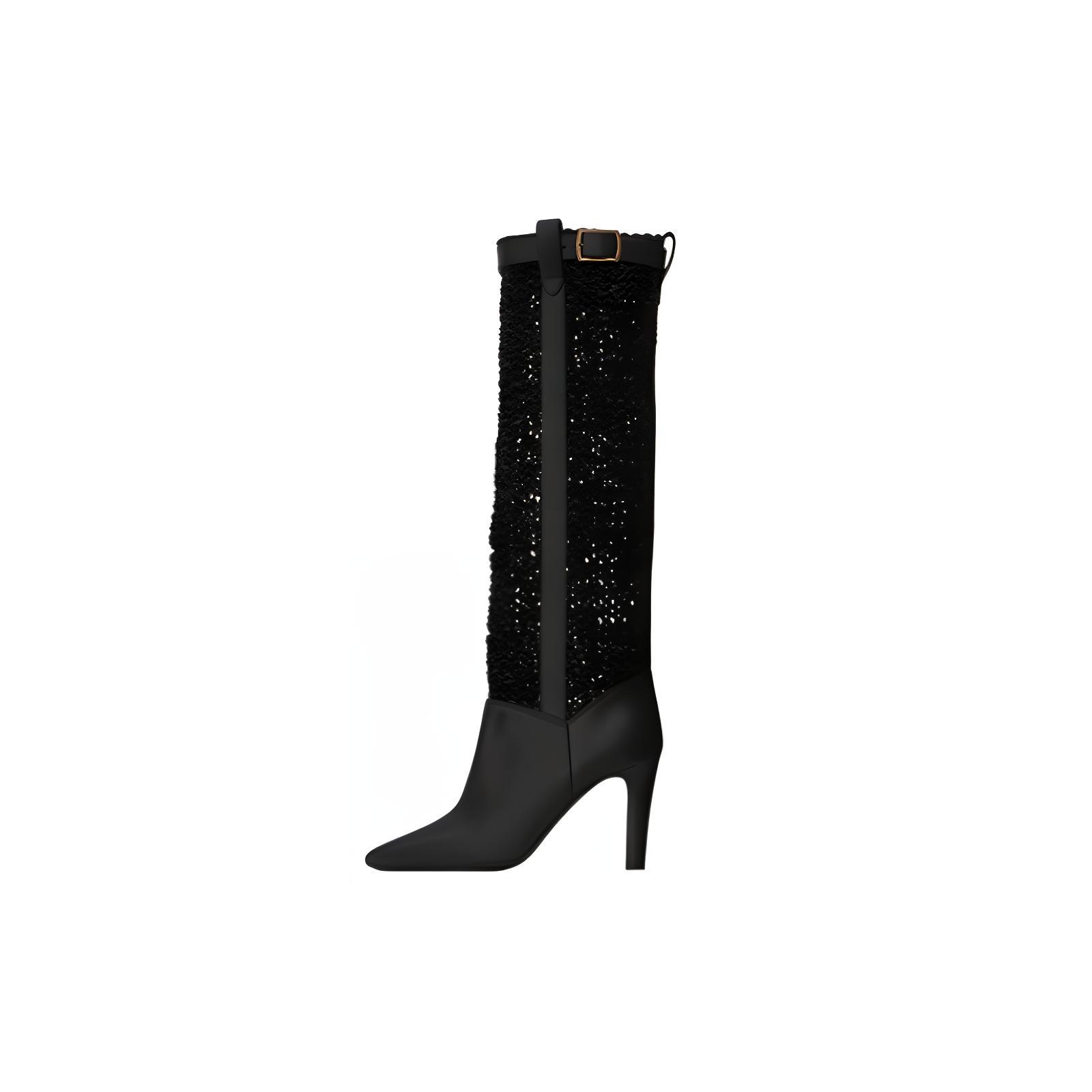 (Women) Saint Laurent High-Top Boots 'Leather Black with Metal Buckle' 65069818T101000
