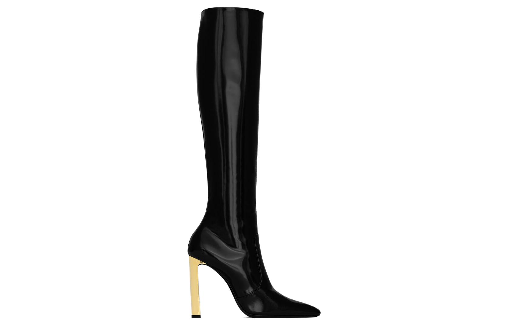 Order 聖羅蘭 皮革 潮流舒適 高筒靴 女款 黑色