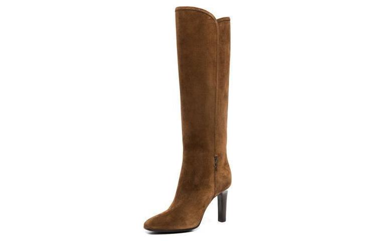 Lookbook (W) Saint Laurent Kasut Tinggi 'Brown Suede' 67232027D002708