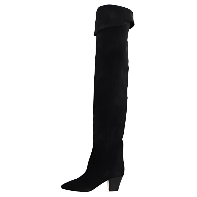 (Women) Saint Laurent High-Top Suede Boot 'Black' 6308971NZ001000
