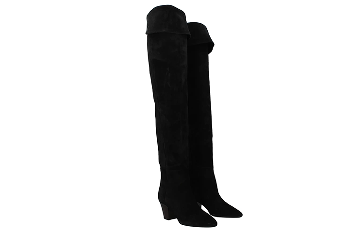 Lookbook (W) 생 로랑 블랙 스웨이드 하이탑 부츠 6308971NZ001000