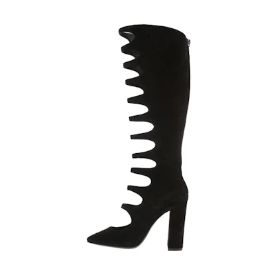 (W) Saint Laurent High-Top Zip Boots 'Velvet Black Cut-Out'