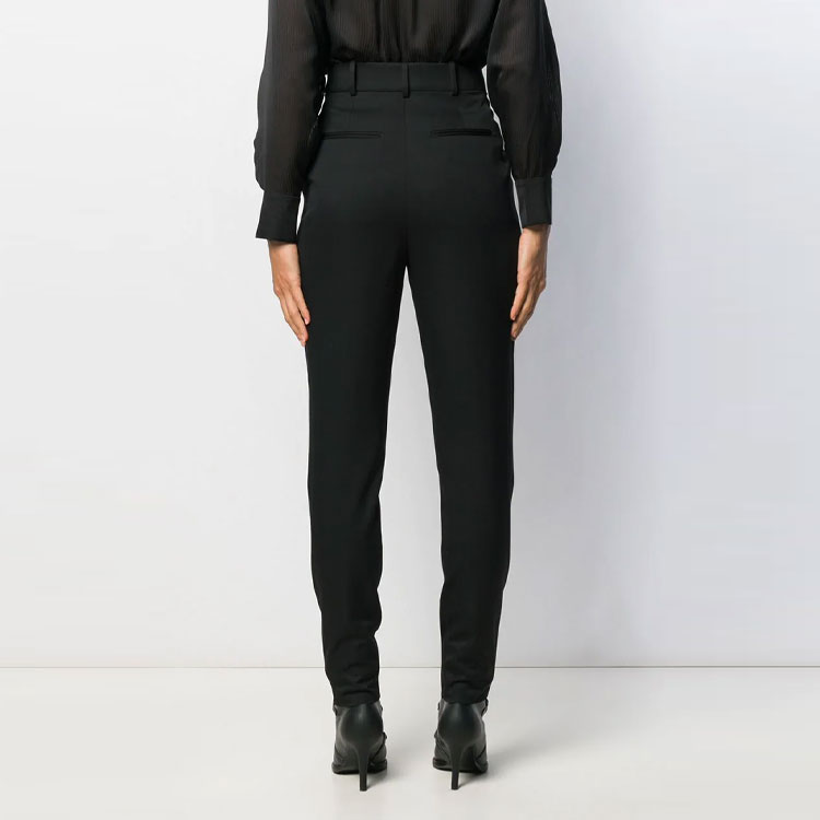 Shop (Women) SAINT LAURENT High-Waisted Tapered Trousers Black 588966Y173Q1000