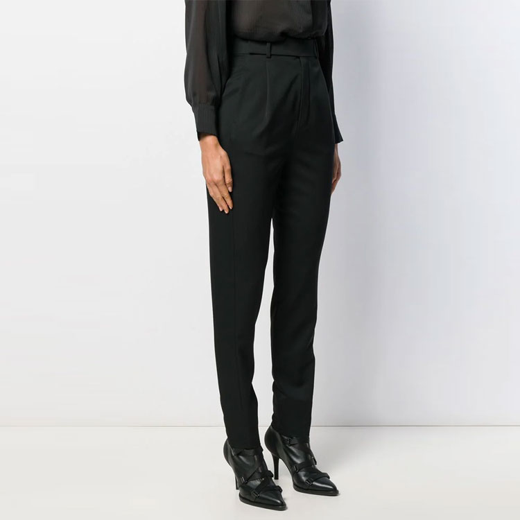 Purchase (Women) SAINT LAURENT High-Waisted Tapered Trousers Black 588966Y173Q1000