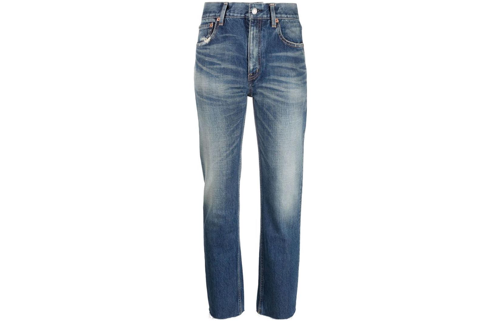 Order (Women) SAINT LAURENT High-Waisted Washed Vintage Straight Jeans Women Blue. 734311Y07HA4296