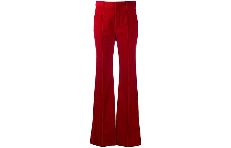 Order (W) Pantalones Rojos de Pierna Ancha y Talle Alto Saint Laurent 633789Y006R6170