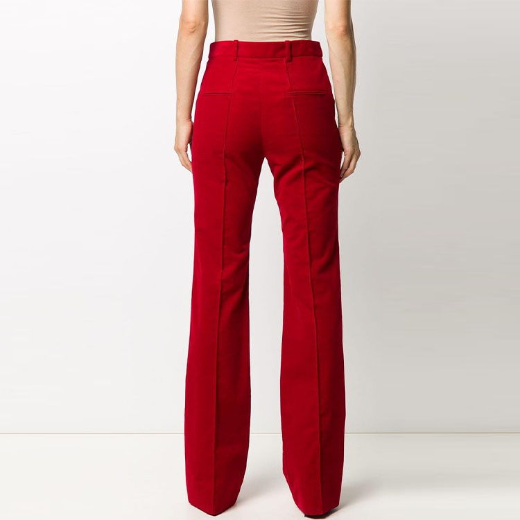 Shop (W) Pantalones Rojos de Pierna Ancha y Talle Alto Saint Laurent 633789Y006R6170
