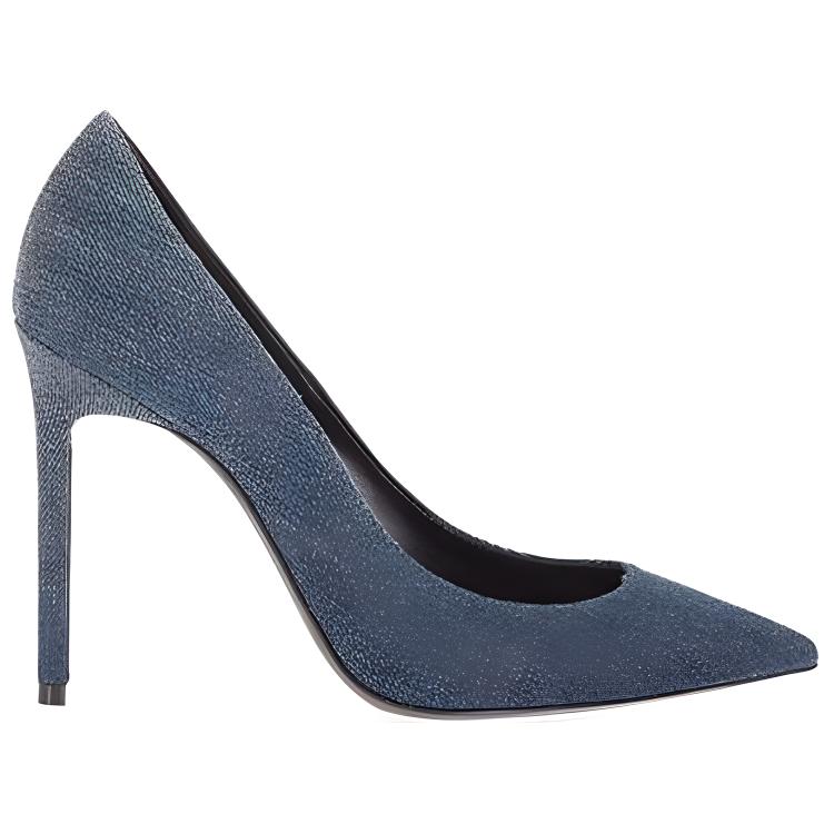 Order (W) Saint Laurent Sepatu Hak Tinggi 'Denim Biru' 4930262O8004110