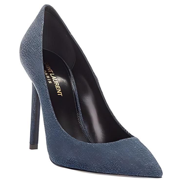 Lookbook (W) Saint Laurent Sepatu Hak Tinggi 'Denim Biru' 4930262O8004110