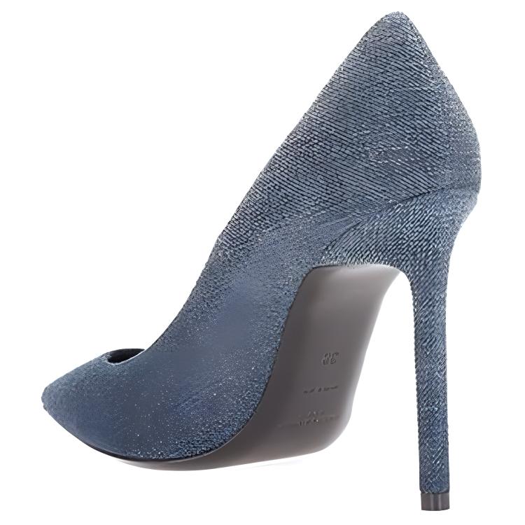 Shop (W) Saint Laurent Sepatu Hak Tinggi 'Denim Biru' 4930262O8004110