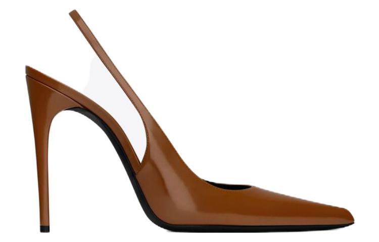 Order 聖羅蘭 皮革 休閒 細跟 高跟鞋 女款 棕色