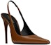 Shop (W) Saint Laurent Tumit Tinggi 'Kulit Coklat' 755208AAAZY2211
