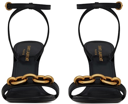 (W) Saint Laurent Tacón Alto 'Cuero con Cadena Negro' 6574522WN001000 Shop (W) Saint Laurent Tacón Alto 'Cuero con Cadena Negro' 6574522WN001000